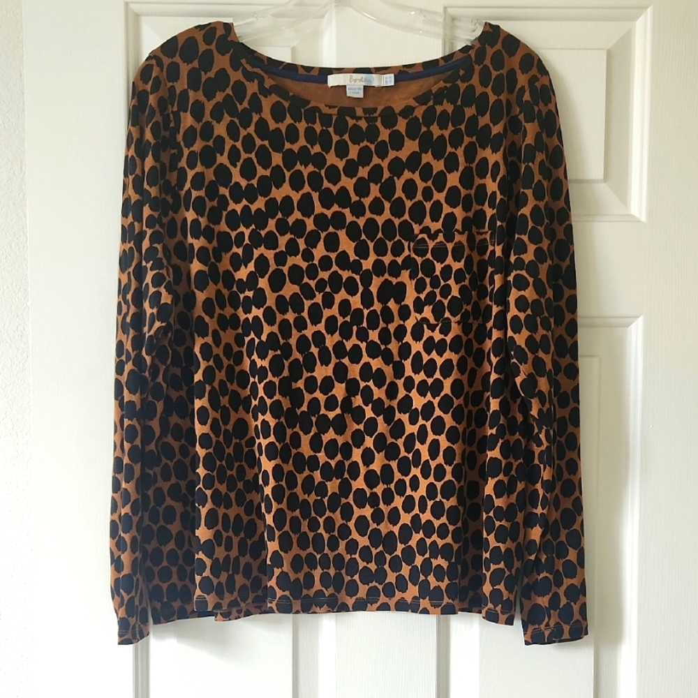 Boden Animal Print Long Sleeve Top With Pocket